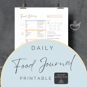 Daily Food Journal Printable, Meal Planner, Food Diary, Undated Health Fitness Tracker, Calorie Counting, Weekly Nutrition Log, Mood, Sleep