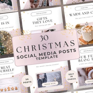 Kerst-socialmediaposts, bewerkbare canva-sjablonen, Feestelijke uitverkoop, kerstmarketing, engagementposts, vakantieverhalen, contentmanager