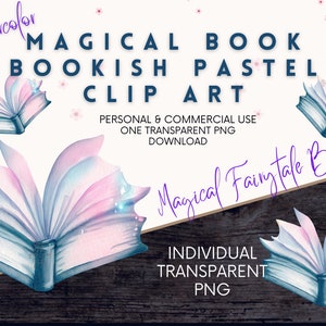 Books Lover Clipart, Bookworm Reading Watercolor, Fairytale Magical Png, Old Books, Watercolor Books, Instant Transparent Digital Download