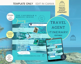Cruise Flyer Template, Travel Agency Itinerary, Canva Editable, Agent Diy E-Flyer, Social Media Vacation Marketing, Caribbean Carnival