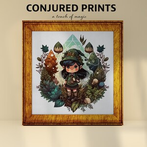 Green Leaf Elf Girl #1 Illustration | Square Bedroom Art Prints | Conjured Prints PRINTABLE Digital