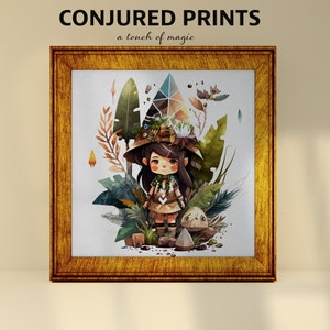 Green Leaf Elf Girl #6 Illustration | Square Bedroom Art Prints | Conjured Prints PRINTABLE Digital