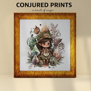 Green Leaf Elf Girl #5 Illustration | Square Bedroom Art Prints | Conjured Prints PRINTABLE Digital