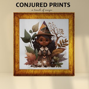 Green Leaf Elf Girl #3 Illustration | Square Bedroom Art Prints | Conjured Prints PRINTABLE Digital