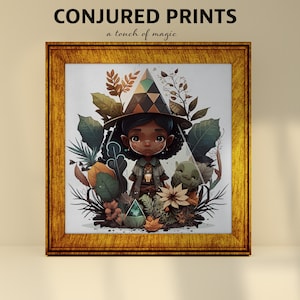 Green Leaf Elf Girl #7 Illustration | Square Bedroom Art Prints | Conjured Prints PRINTABLE Digital