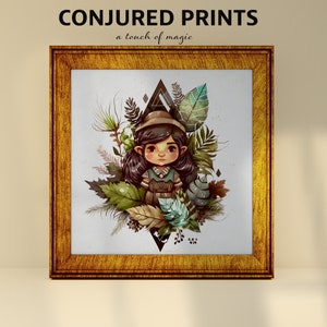 Green Leaf Elf Girl #2 Illustration | Square Bedroom Art Prints | Conjured Prints PRINTABLE Digital