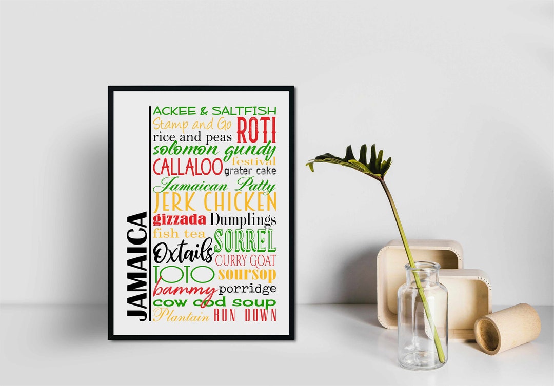 Jamaica Food Sign Printable Wall Art Traditional Jamaican Dishes Food ...