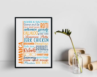 Jamaica Food Sign Printable Wall Art Traditional Jamaican Dishes Food ...