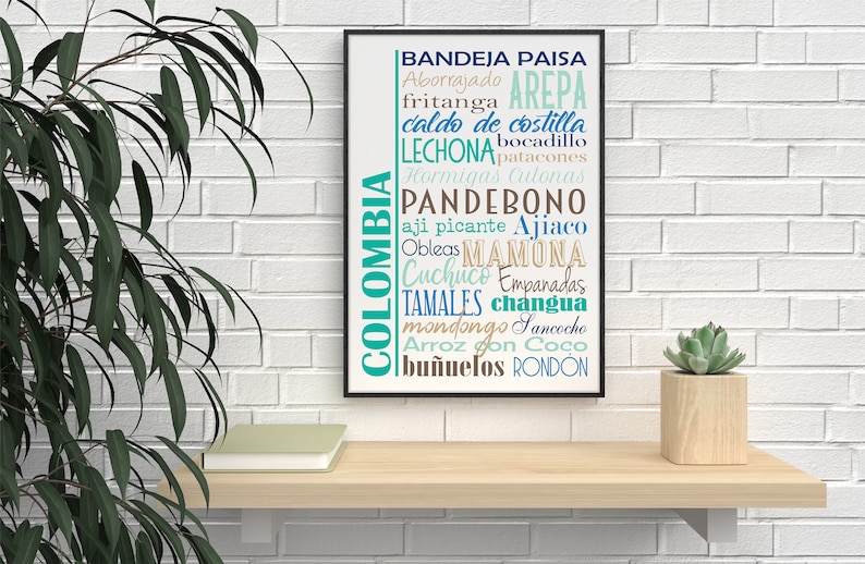 Colombia Food Sign Printable Wall Art Traditional Colombian - Etsy