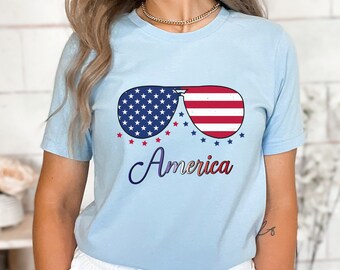 America Shirt, American Flag Shirt, US Flag Sunglasses Shirt, Independence Day Shirt, 4th Of July Shirt, Fourth Of July Shirt, USA Shirt