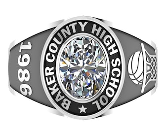 Personalized Class Rings, Senior Class Ring, Silver Graduation Ring, College Class Ring, School Ring, High School Class Ring,University Ring