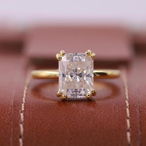 Radiant Lab Grown Diamond Ring, Solitaire Engagement Ring, Radiant Cut Women Ring, Double Claw Prong Wedding Ring, Anniversary Gift for Her