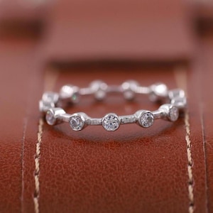 Full Bezel Set Wedding Ring, Round Lab Grown Diamond Matching Band, Full Eternity Engagement Band, Anniversary Gift, Fancy Bridal Band
