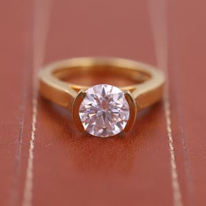 Half Bezel Set Engagement Ring, IGI Certified Diamond Ring, Round Cut Lab Grown Diamond Ring, Fancy Solitaire Promise Ring, Anniversary Gift