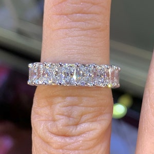 Radiant Diamond Band, Radiant Wedding Band, 14K White Gold 3/4 Eternity Radiant Band, Lab Grown Radiant Band Anniversary Ring, Gift for Her