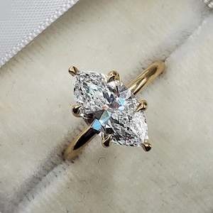 Vintage Engagement Ring, Marquise Cut Lab Grown Diamond Bridal Ring, IGI Certified Lab Diamond Wedding Ring, Anniversary Gift for Your Love