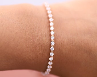 Pulsera de tenis de moissanita en plata de ley, pulsera única de moissanita con diamantes, joyería fina, regalo de cumpleaños para mujer, pulsera con cierre de caja