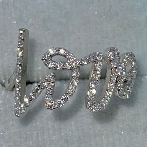 Bague amour diamant, bague amour cursive, bague cadeau pour petite amie, cadeau de l'amitié, bague amour en or avec diamants, bague d'anniversaire, bague amour script