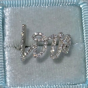 Love Diamond Ring, Cursive Love Ring, Girlfriend Gift, Friendship day gift, Gold Love Ring with Diamonds, Anniversary Ring, Script Love Ring