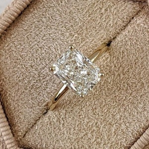 2.0 carat Radiant cut Moissanite Engagement Ring, 14K Rose Gold Wedding Ring, Ring for Her, Solitaire Ring, Anniversary Ring, Gift for Women