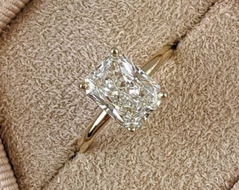 2.0 carat Radiant cut Moissanite Engagement Ring, 14K Rose Gold Wedding Ring, Ring for Her, Solitaire Ring, Anniversary Ring, Gift for Women