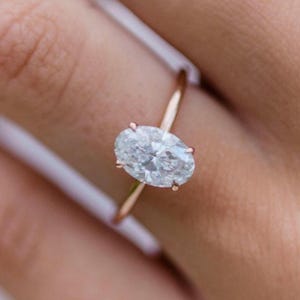 Einzelstein-Verlobungsring, Solitär-Labrador-Diamantring, Ehering im Ovalschliff, Vier-Zacken-Versprechensring, Geschenk für Sie