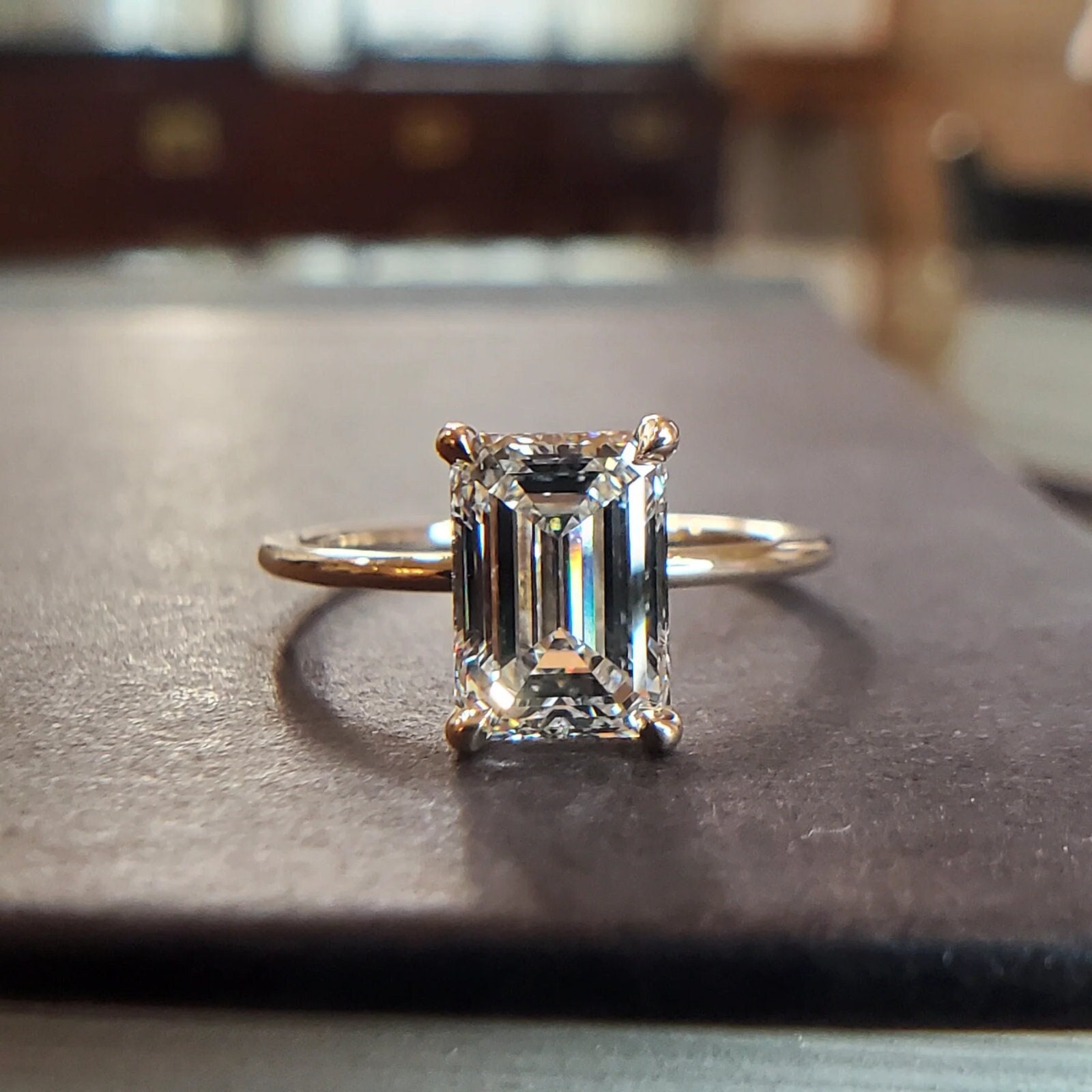 2ct Emerald Cut Diamond Three Stone Engagement Ring From Black Diamonds