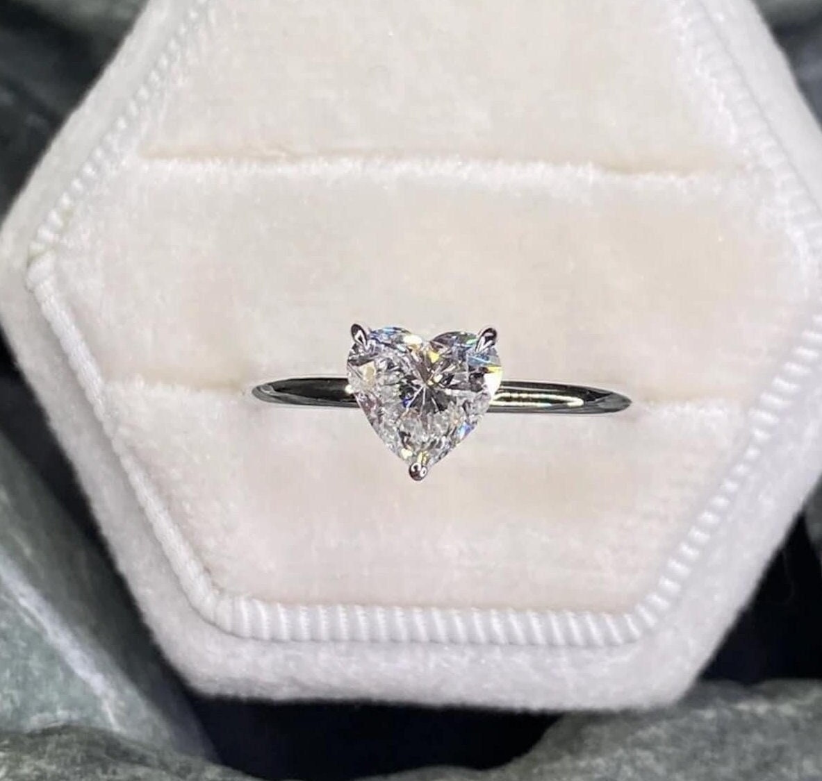 1.5 CT Heart Shape Moissanite Engagement Ring, 14K Solid Gold Promise Ring, Wedding Ring, Solitaire Diamond Ring, Anniversary Gift for Women