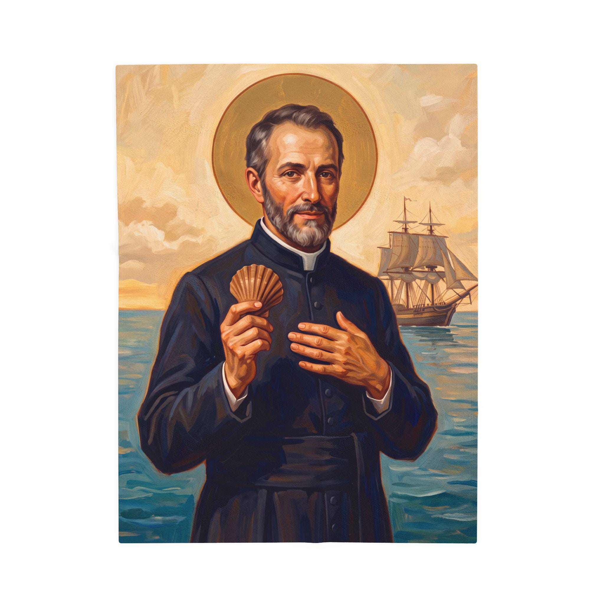 Saint Peter Claver Velveteen Blanket, Catholic Devotional Throw, Gift for Prayer