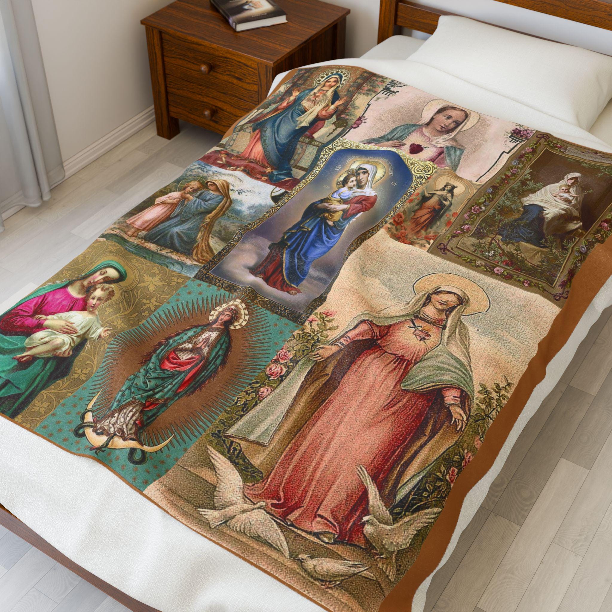 Coperta In Pile E Flanella Con Immagine Della Vergine Maria - Morbida E Calda, Perfetta Per Divano E Relax (Taglie S-XXL)