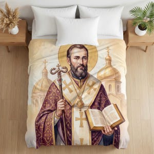 Decke des Heiligen Josaphat, Andachtsdecke eines katholischen Bischofs der Ostkirche, Geschenkidee für Gebetsdecken