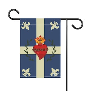 Sacred Heart Garden Flag, Traditional Catholic Outdoor Banner, Fleur-de-Lis Devotional Flag for Catholic Home image 3