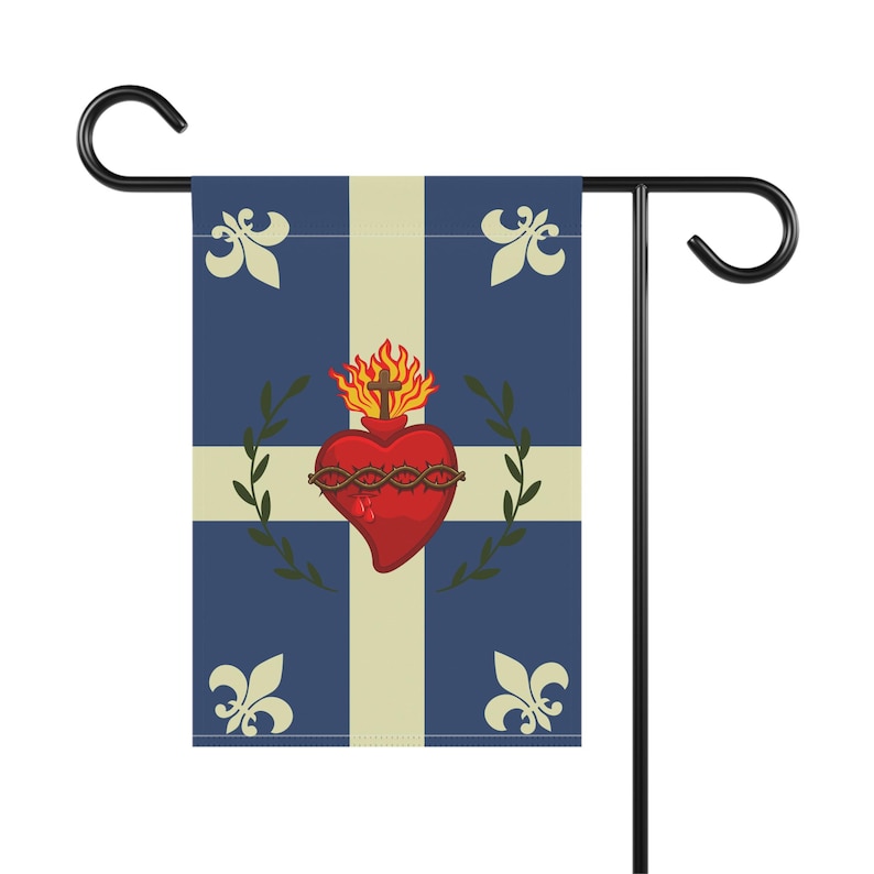 Sacred Heart Garden Flag, Traditional Catholic Outdoor Banner, Fleur-de-Lis Devotional Flag for Catholic Home image 3