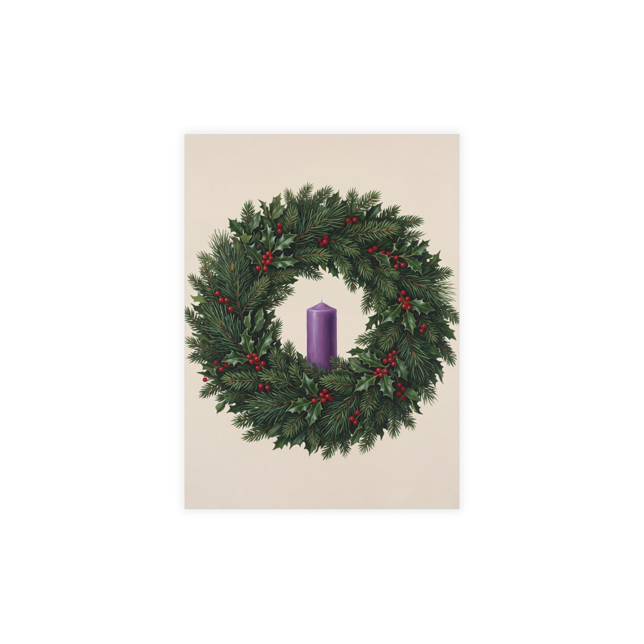 Advent Wreath Postcard with Envelope, First Sunday of Advent, Catholic Seasonal Card