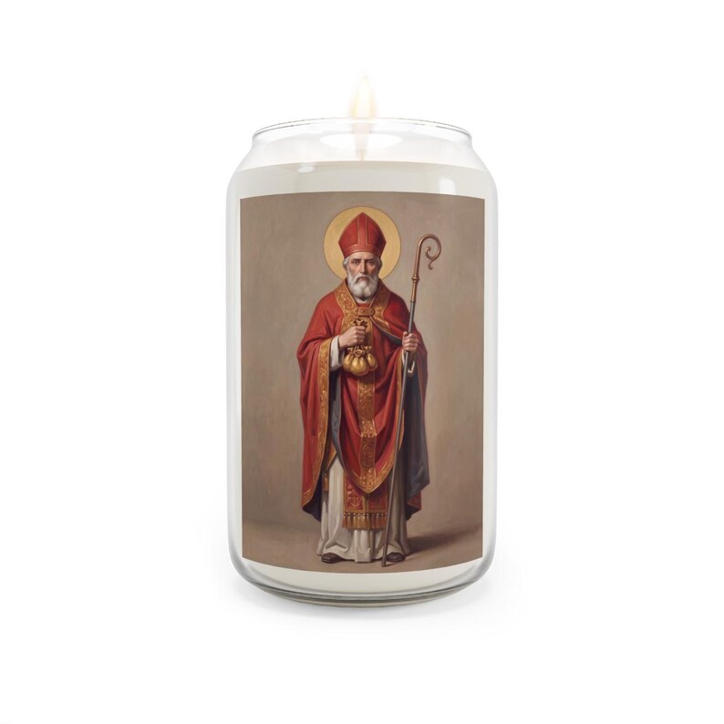 Styled photograph of St. Nicholas Catholic gift, front cover