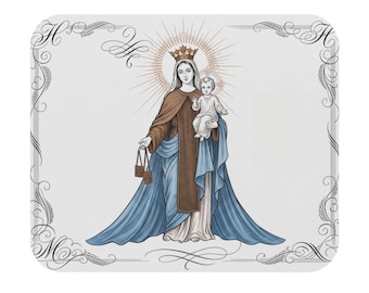 Regalo católico para escritorio, alfombrilla de ratón de Nuestra Señora del Monte Carmelo, accesorio devocional mariano para el hogar y la oficina.