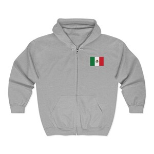 Our Lady of Guadalupe Full Zip Hoodie, Mexican Flag Catholic Sweatshirt, Marian Gift for Him or Her image 3