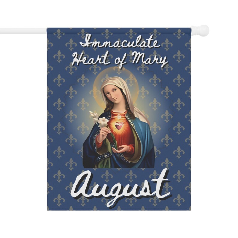 Immaculate Heart of Mary Garden Flag, Catholic Outdoor Banner, Marian Devotional Gift for Mom, Grandma, or Priest image 6
