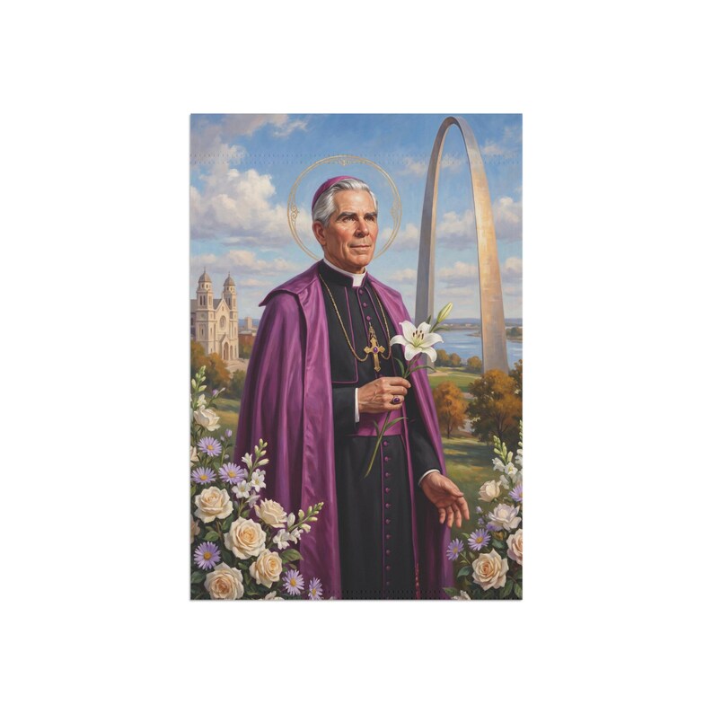 Fulton Sheen Garden Flag, Catholic Outdoor Yard Banner, Blessed Fulton Sheen Evangelization Decor image 3