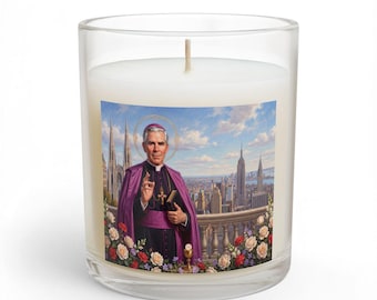 Vela de cristal Fulton Sheen, regalo para el altar católico, decoración para el espacio de oración con la bendición Fulton Sheen