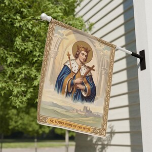 Saint Louis Rome of the West Garden Flag, Traditional Catholic Outdoor Banner, Devotional Royal Saint Decor image 10