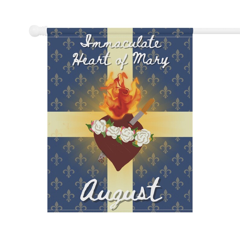 Immaculate Heart of Mary Garden Banner | August religious flag image 6
