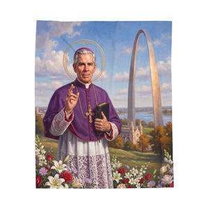 Blessed Fulton Sheen Velveteen Blanket, Soft Catholic Throw, Gift for Prayer Corner or Home image 3