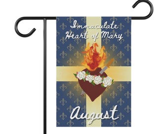 Immaculate Heart of Mary Garden Banner | August religious flag