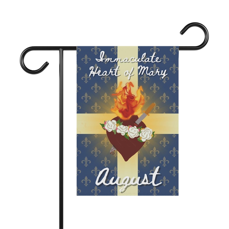Immaculate Heart of Mary Garden Banner | August religious flag image 1