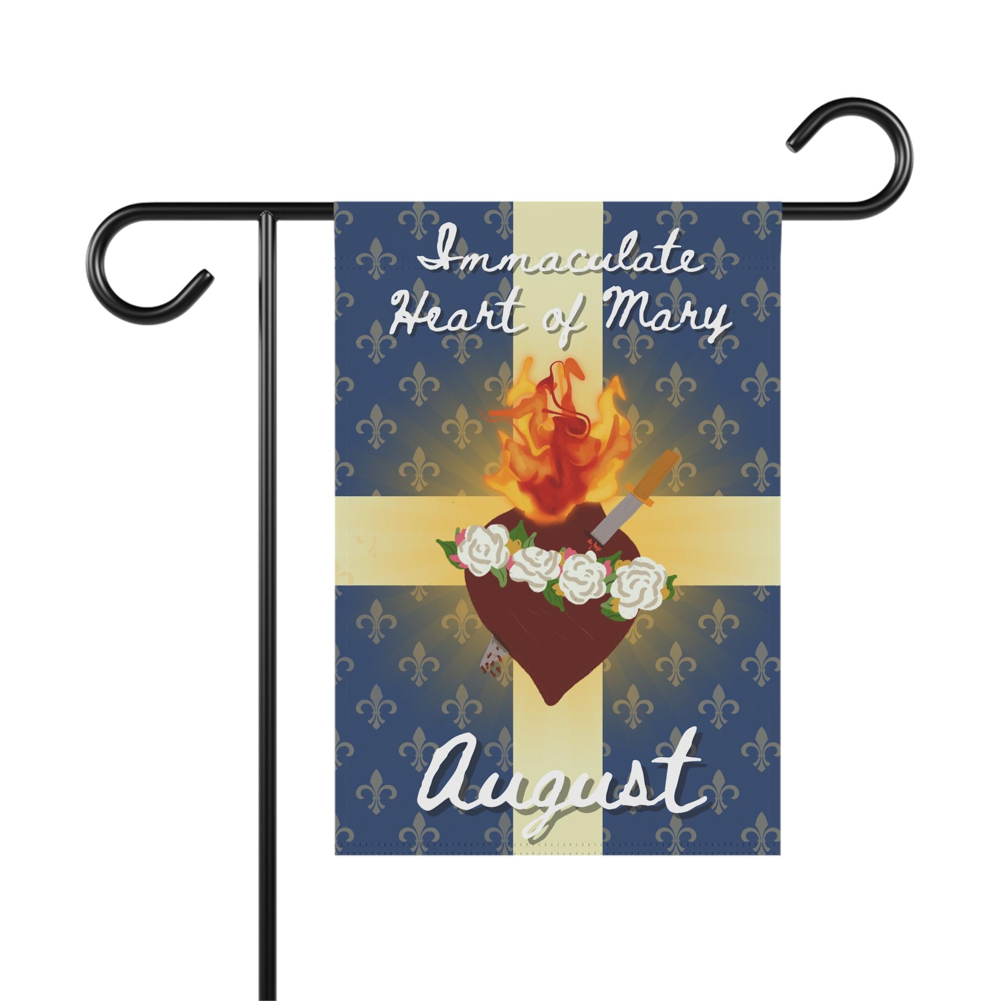 Immaculate Heart of Mary Garden Banner | August religious flag