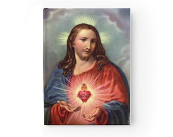 Sacred Heart of Jesus Journal, Catholic Ruled Notebook, Devotional Gift for Catholic Mom, Prayer Journal