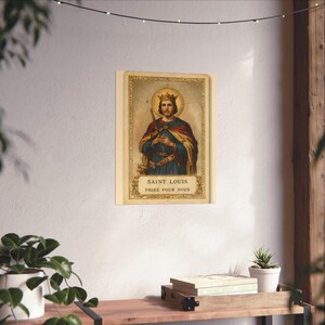 Saint Louis King of France Catholic Art Poster, Vintage Devotional Wall Print, Sacred Art Gift for Catholic Home image 6