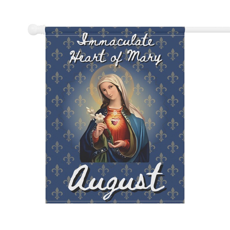 Immaculate Heart of Mary Garden Flag, Catholic Outdoor Banner, Marian Devotional Gift for Mom, Grandma, or Priest image 7