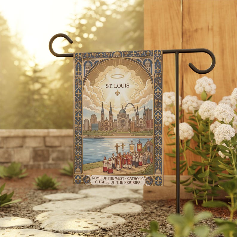 Saint Louis Skyline Garden Flag, Rome of the West Catholic Banner, Cathedral Outdoor Decor image 4